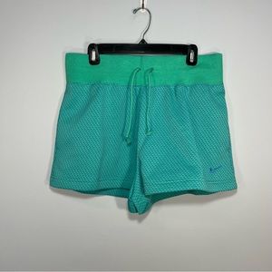 NEW Nike Sweat Shorts Womens Large Green Blue Fleece High Rise Loose Fit AOP